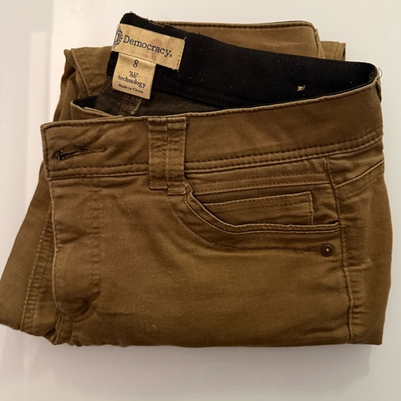 Democracy Pants - Democracy Brown Skinny Jeans with Branded Button